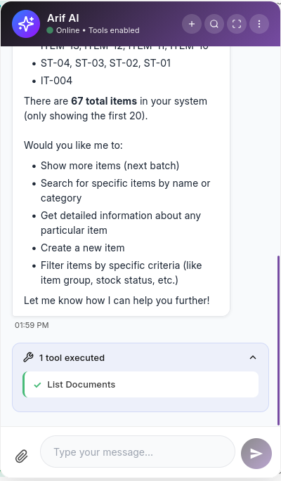 Tool Execution Example