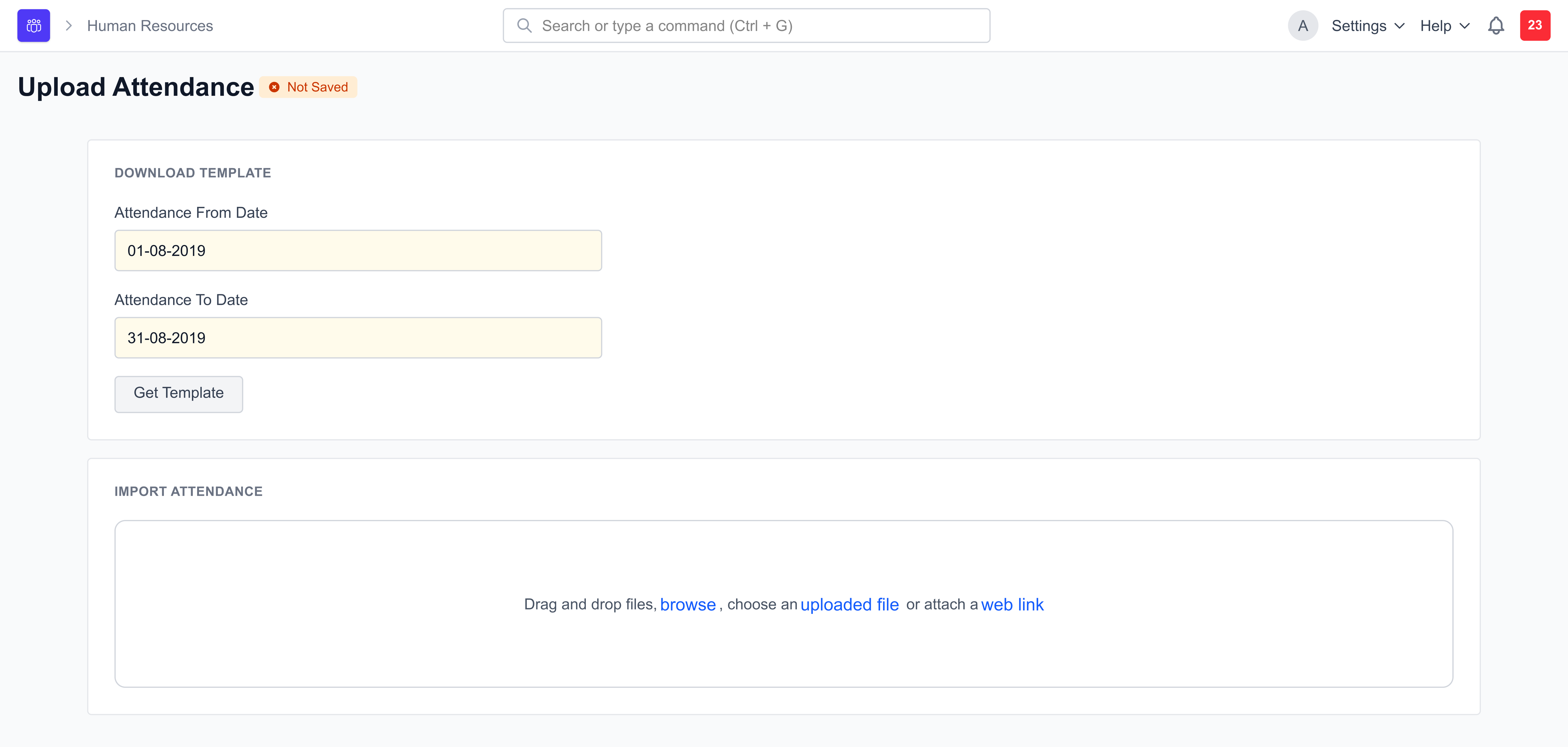Attendance upload