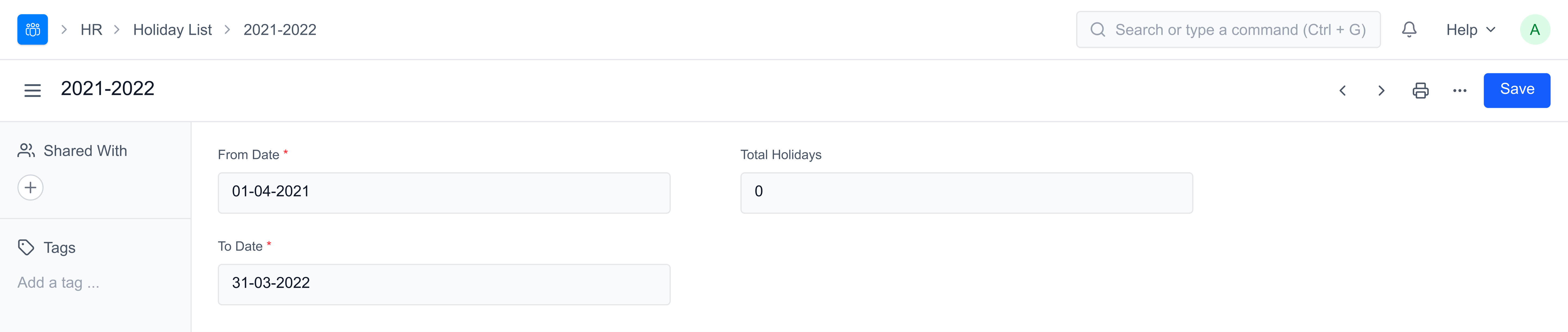 Holiday List