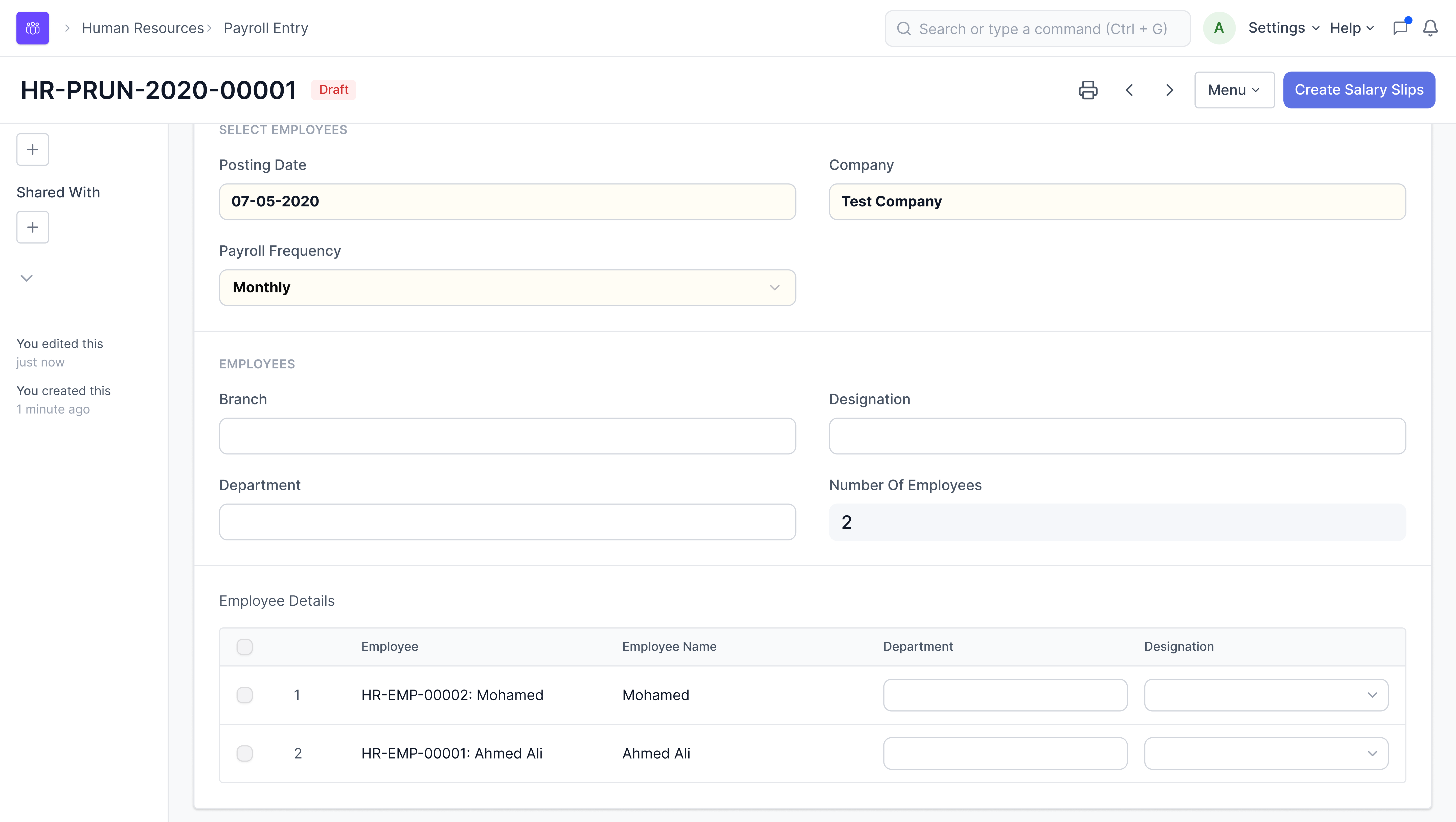 Payroll Entry