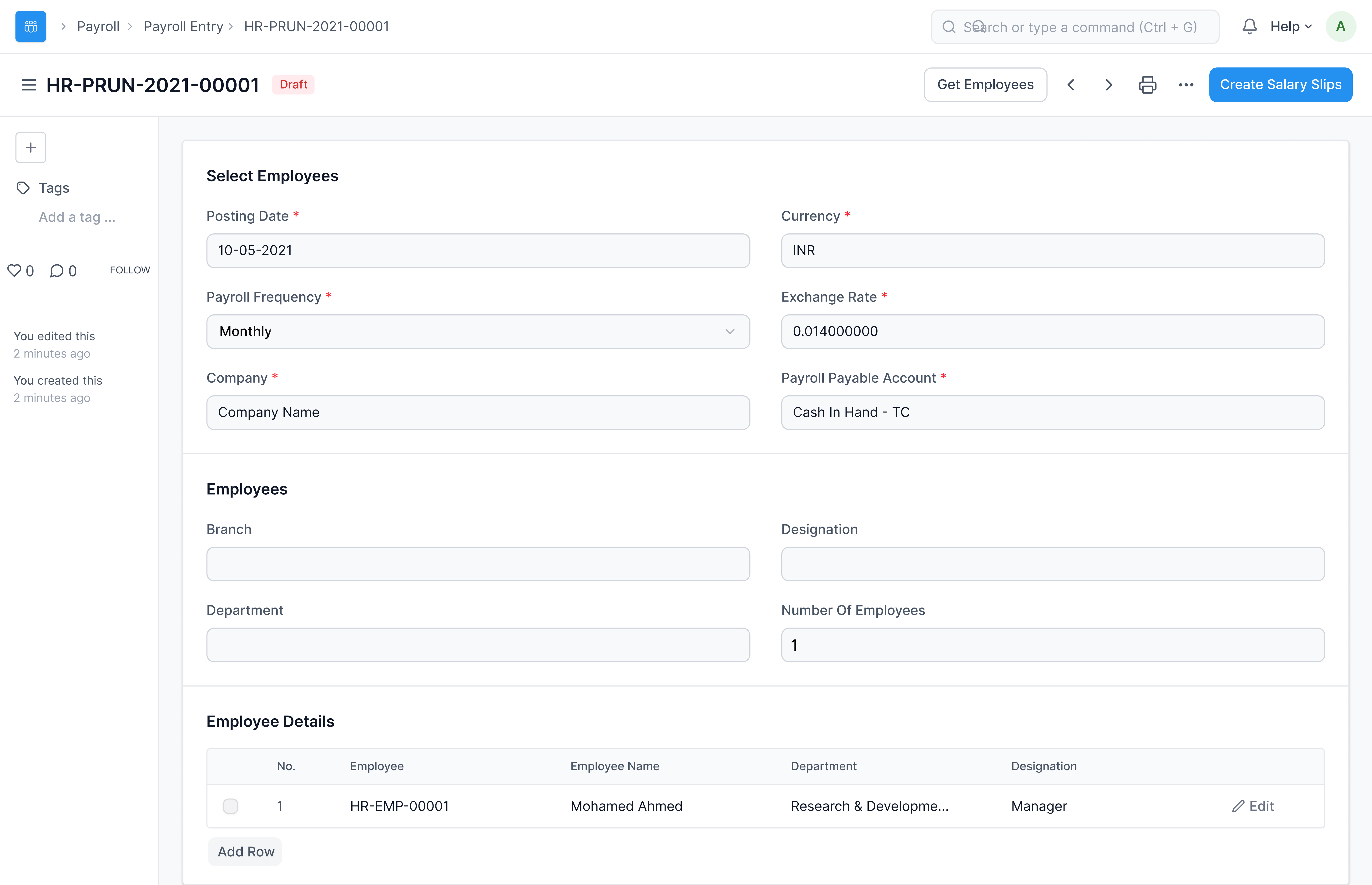 Payroll Entry
