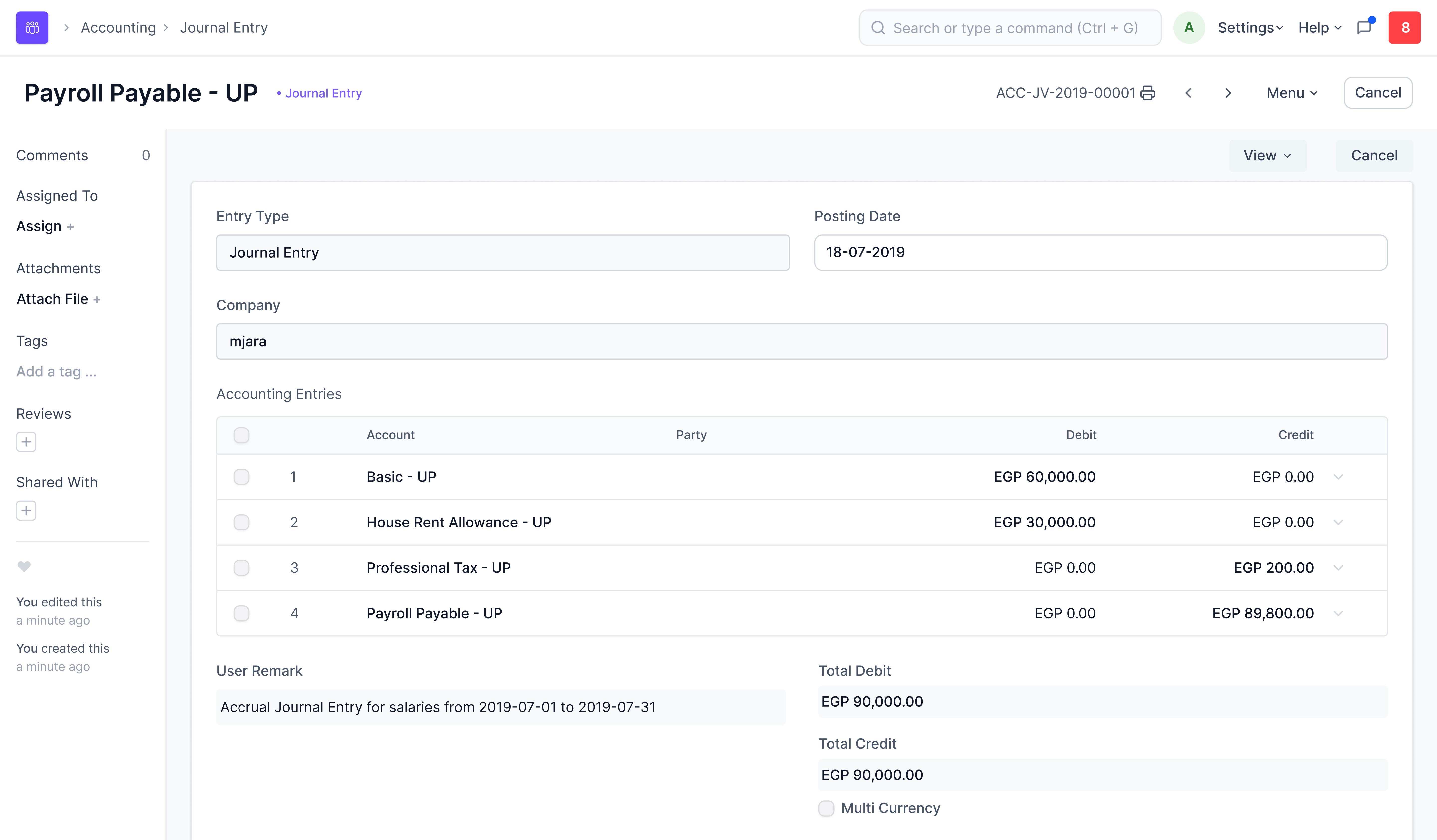Payroll Entry