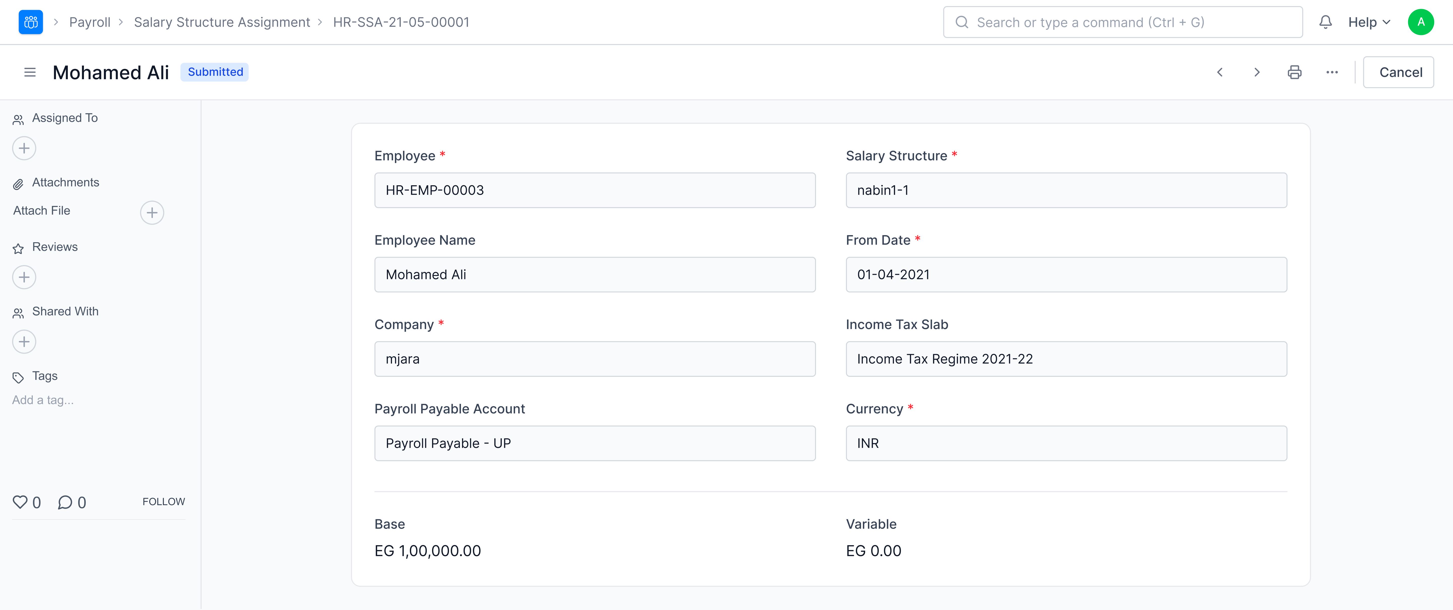 Salary Structure Assignment